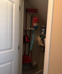 HOME IT Mop And Broom Holder - Garage Storage Systems with 5 Slots, 6 Hooks, 7.5lbs Capacity Per Slot - Garden Tool Organizer For 11 Tools - For Home, Kitchen, Closet, Laundry Room - Off-White 38 61CPrB4czUL