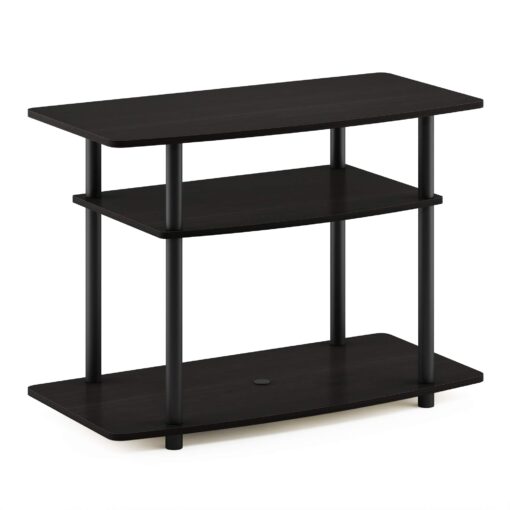 Furinno Turn-N-Tube No Tools 3-Tier Entertainment Center TV Stand for TV up to 32 Inch, Plastic Round Tubes, Espresso/black 32-Inch Plastic Poles