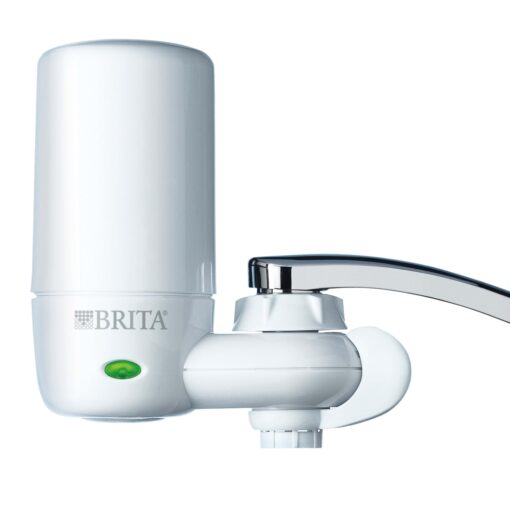 Brita Water Filter for Sink, Complete Faucet Mount Water Filtration System for Tap Water, Reduces 99% of Lead, White Faucet Mount System