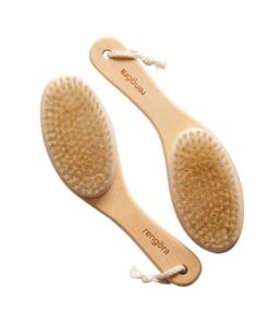 Exfoliating Body Scrubber: Dual-Use for Wet/Dry Exfoliation, Lymphatic Drainage & Cellulite Smoothing - Natural Boar Bristle Dry Brushing Body Brush, Ergonomic Handle, Easy to Clean by Rengöra 16 61CZ32zU4pL