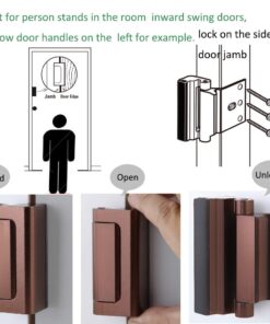 BAOWEIJD Door Lock Child Proof, Home Security Door Reinforcement Lock Withstand 800 lbs Door Latch Double Safety Security Protection for Your Home (Brown Door Security Lock) Brown 24 61CeAQyhSyL