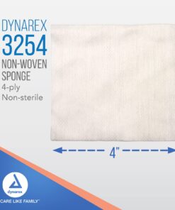 Dynarex Non-Woven Sponges, Non-Sterile, Gauze Sponges, for Cleansing, Prepping and Dressing, Highly-Absorbent and with Less Linting, 4"x 4", 4 Ply, 1 Box of 200 Non-Woven Sponges 200 Count (Pack of 1) 24 61CepR5K6kL