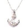 FC Jory White & Rose Gold Plated Crystal Rhinestones Anchor Pendant Necklace silver