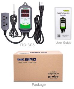Inkbird ITC-308 Digital Temperature Controller Outlet Thermostat 2-Stage 1100W with Sensor Reptile Beer Brewing Kegs Fridge Cured Meat Breeding Growing 0.5 LB 35 61Ch fGw0L