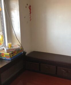 Badger Basket Kid's Padded Toy Storage Bench with Cushion and Three Fabirc Bins - Espresso Espresso/Espresso 34 61ChzDXXSQL