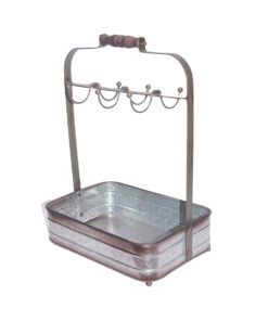 Benzara BM177866 Rustic Galvanized Metal Crockery Holder with Cup Hooks, Gray 21 61CojrfJRL