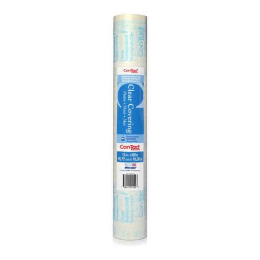Con-Tact Brand Creative Clear Covering, Versatile and Self-Adhesive Shelf Liner, Semi-Transparent Privacy Film, Protective Clear Vinyl, 18'' x 60', Clear Matte 18" x 60'