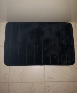 FINDNEW [Update Non-Slip Soft Microfiber Memory Foam Bath Mat,Toilet Bath Rug,with Increased Friction Bottom Washable Quickly Drying Bathroom mats (16" X 24", Black) 16"X 24" 35 61Cs8SvOIbL