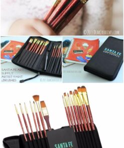 Santa Fe Art Supply Paint Brush Set W/Carrying Case-Organizer - 15+1 Professional Grade Wood Paintbrush Kit Perfect for Watercolor, Oil, Ink, Face - Creative Art Brushes & Craft Supplies for Artists 46 61CviBc2HkL