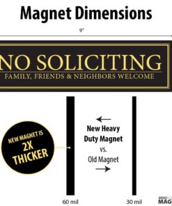 No Soliciting - Family, Friends, & Neighbors Welcome Door Magnet - The Perfect "No Soliciting" Sign for Metal Doors and Frames (2.5" x 9") 23 61CwOhVcenL