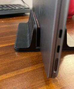 OMOTON [Updated Dock Version Vertical Laptop Stand, Double Desktop Stand Holder with Adjustable Dock (Up to 17.3 inch), Fits All MacBook/Surface/Samsung/HP/Dell/Chrome Book (Black) Black 35 61D1npDRVmL