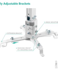 WALI Universal Projector Mount, Projector Ceiling Mount with 25.6'' Extendable Arms, Projector Mounting for Ceiling Adjustable Height Holds up to 44 lbs Projector Holder/Hanger (PM-001-W), White 29 61D5dfebn9L
