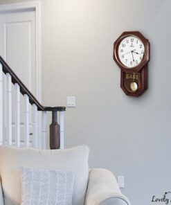 Pendulum Wall Clock - Regulator Clock - Wooden Schoolhouse Wall Clock with Pendulum - Wood Pendulum Clock Battery Operated - Decorative Wall Clocks for Living Room Decor, Home, Office and Gift 18x11 27 61D6KgCdGFL