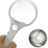 MagniPros 3 Ultra Bright LED Lights 3X 4.5X 25X Power Handheld Reading Magnifying Glass with Light- Ideal for Reading Small Prints, Map, Coins, Inspection and Jewelry Loupe… 9 61D6v6x8auL