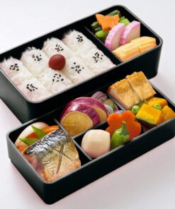 Japanese Traditional Rabbit Blossom Bento Box Set - Square 2 Tier Bento Box, Rice Ball Press, Bento Bag (Blue) 42 61D85D0TuwL