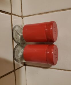 Retro-Styled Stainless Steel Salt and Pepper Shakers (Red), By Home Basics | 2 Piece Shakers for Salt, Pepper, Cumin, Cinnamon, Paprika, and More | With See-Through Glass Bases Red 1 of Each 31 61DBpzsvBKL