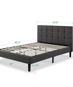 Alternative view of ZINUS Lottie Upholstered Standard Bed Frame / Mattress Foundation / Wood Slat Support / No Box Spring Needed / Easy Assembly, Grey, Queen