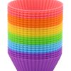 Mirenlife 2 Inch Mini Size Silicone Baking Cups Muffin Cups, Reusable and Nonstick Mini Cupcake Liners, Mini Chocolate Holders Truffle Cups, 24 Pack, 6 Vibrant Colors, Round 8 61DDTVn y7L