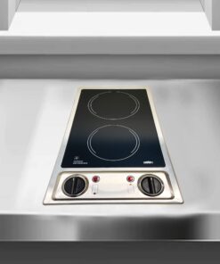 Summit CR2B120 12-inch Wide 115V 2-Burner Radiant Electric Cooktop, Jet Black Glass Easy to Clean, Two Burner Total 2400W, Push-to-Turn Knob Control, Indicator Light, Hot Warning, Easy Plug-In 17 61DG8homvpL