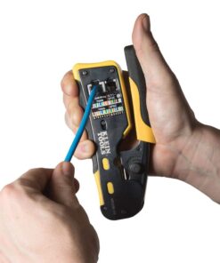 Klein Tools VDV226-110 Ratcheting Modular Data Cable Crimper / Wire Stripper / Wire Cutter for RJ11/RJ12 Standard, RJ45 Pass-Thru Connectors 35 61DGV91SduL