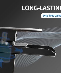 BWE Oil Rubbed Bronze Bathroom Faucet Modern Waterfall for Sink 1 Hole or 3 Hole Rustic Bath Vanity Faucets Single Handle Mixer Tap with Supply Lines 31 61DLkEqOPL