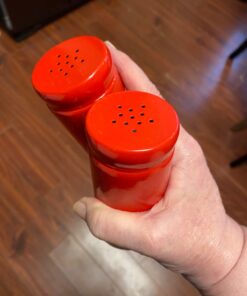 Retro-Styled Stainless Steel Salt and Pepper Shakers (Red), By Home Basics | 2 Piece Shakers for Salt, Pepper, Cumin, Cinnamon, Paprika, and More | With See-Through Glass Bases Red 1 of Each 26 61DMZEB0d3L