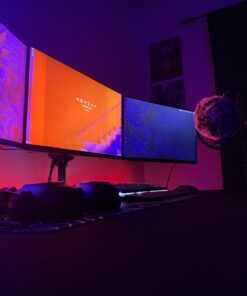 HUANUO Triple Monitor Mount for 17 to 32 inch Screens, 3 Monitor Desk Mount Stand with Gas Spring Adjustment Swivel Tilt Rotation with Clamp & Grommet Kit, Hold up to 17.6lbs, Black 48 61DNV dSqL 2