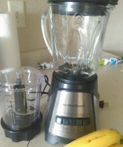 Hamilton Beach Power Elite Blender for Shakes and Smoothies with 3-Cup Vegetable Chopper Mini Food Processor, 40oz Glass Jar, 12 Functions for Puree, Ice Crush, Black and Stainless Steel (58149) 53 61DO9sF3i0L