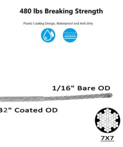 Litcher Globe String Light Suspension Kit, Outdoor Light Guide Wire, Vinyl Coated Stainless Steel Steel Cable,Include 150fts Transparent PVC and 304 Stainless Steel Wire Cable, Turnbuckle and Hooks 26 61DQ8MCyLML