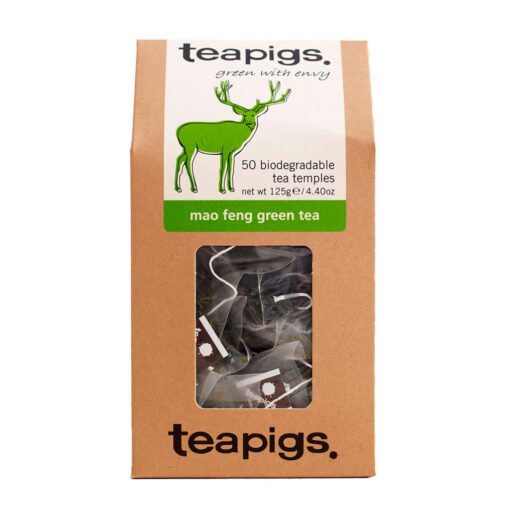 teapigs Mao Feng Green Tea Bags, 50 Count, Clear Pale Green Tea, Fresh Summer Air Taste, Biodegradable, Plant Based Tea Bag 50 Count (Pack of 1)