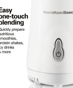 Hamilton Beach Portable Blender for Shakes and Smoothies with 14 Oz BPA Free Travel Cup and Lid, Durable Stainless Steel Blades for Powerful Blending Performance, White ( 51101V) 14 oz. 1 Jar 22 61DX9j RL 1