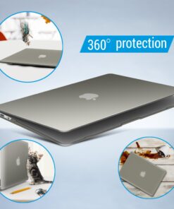 iBenzer Basic Soft-Touch Series Plastic Hard Case, Keyboard Cover, Screen Protector for Apple Macbook Air 13-inch 13" A1369/1466, Gray 14 61DYLoyuhgL