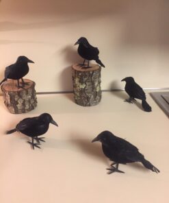 PREXTEX 6pcs Black-Feathered Small Crows Halloween Decorations | Outdoor&Indoor Decor | Fake Bird, Halloween Birds, Scary Ravens, Decorative Crows, Raven | Home, Fence, Porch, Tree, Party Decoration 45 61DYPPEcEqL