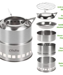 Alternative view of Camping Stove, Ohuhu Mini Wood Stove Stainless Steel Portable Stove, Backpacking Survival Stove Wood Burning Stove for Picnic BBQ Camp Hiking with Grill Grid and Carry Bag