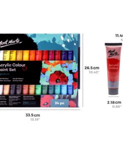 Alternative view of Mont Marte Acrylic Paint Set 24 Colours 36ml, Perfect for Canvas, Wood, Fabric, Leather, Cardboard, Paper, MDF and Crafts 24 Count (Pack of 1) 24 Color