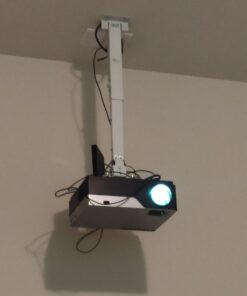 WALI Universal Projector Mount, Projector Ceiling Mount with 25.6'' Extendable Arms, Projector Mounting for Ceiling Adjustable Height Holds up to 44 lbs Projector Holder/Hanger (PM-001-W), White 36 61DbXQefEiL