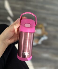 Alternative view of THERMOS FUNTAINER 12 Ounce Stainless Steel Vacuum Insulated Kids Straw Bottle, Pink Solid Color