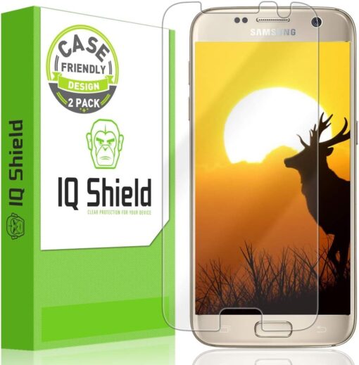 IQShield Screen Protector Compatible with Galaxy S7 (2-Pack)(Case Friendly) Anti-Bubble Clear TPU Film