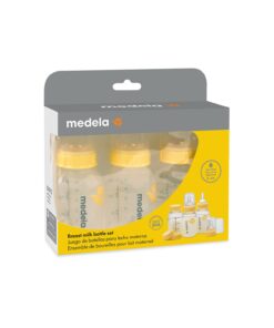 Medela Breast Milk Storage Bottles, 3 Pack of 5 Ounce Breastfeeding Bottles with Slow Flow Nipples, Lids, Wide Base Collars, and Travel Caps, Made Without BPA 3 Count (Pack of 1) 22 61DfWCxxoYL