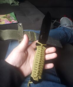 MTech USA – Fixed Blade Knife –Black Stainless Steel Blade, Green Cord Wrapped Handle, Full Tang, Includes Nylon Sheath - Hunting, Camping, Survival, Tactical, EDC – MT-528C, Small 28 61DhRR6hkL