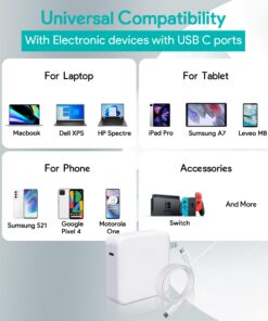 Tearplex Mac Book Pro Charger - 96W USB C Charger Fast Charger for USB C Port MacBook pro & MacBook Air, ipad Pro, Samsung Galaxy and All USB C Device, 6.6 ft USB C to USB C Cable Included White-96W 27 61DjbbIkwYL
