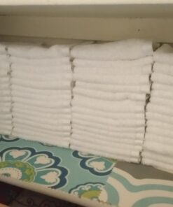 Amazon Basics Fast Drying Bath Towel, Extra Absorbent, Terry Cotton Washcloth, 12 x 12 Inch, White - Pack of 60 30 61DkDFqmr3L