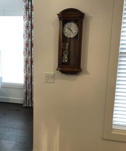 Pendulum Wall Clock Battery Operated - Large Hanging Grandfather Wall Clock with Pendulum - Quiet Wood Pendulum Clock - Wooden Wall Clock for Living Room Decor, Office & Home Décor Gift 27x11 Medium Wood 27 61DnaC3y29L