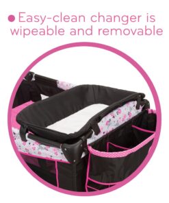 Disney Baby Sweet Wonder Playard, Foldable Baby Playpen: With Newborn Bassinet, Toy Arch, and Carry Bag, Mesh ,Minnie Garden Delight Garden Delight Minnie 25 61DovTQG3 L