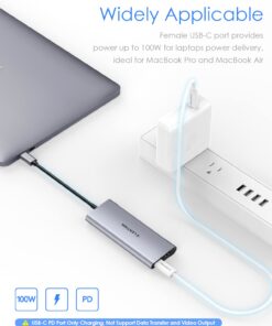 LENTION USB-C Multi-Port Hub with 4K HDMI Output, 100W PD, 4 USB 3.0 5Gbps Compatible 2023-2016 MacBook Pro, New Mac Air & Surface, Chromebook, iPhone 15, More, Stable Driver Adapter (C35, Space Gray) 26 61DvHN8CthL