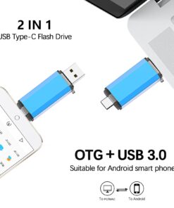 64GB USB C Flash Drive, Alihelan 2 in 1 OTG USB 3.0 + USB C Memory Stick Dual Type C USB Thumb Drive Jump Drive Photo Stick for Data Storage and Backup, Blue 64GB 11 61DxjuO5JzS