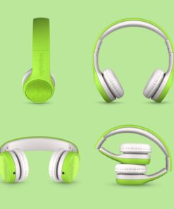 LilGadgets Connect+ Style Wired Toddler Noise Canceling Headphones with SharePort® Technology, Child-Friendly Foldable On-Ear Headset with Built-in Microphone, Kids Headphones Wired, Green 12 61Dy73ALW L