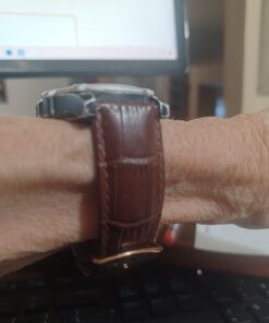 iStrap Leather Watch band Alligator Grain Calfskin Replacement Strap Stainless Steel Buckle Bracelet for Men Women-18mm 19mm 20mm 21mm 22mm 24mm-Black Brown Brown-Rose Gold Buckle 23 61Dyn87JJL