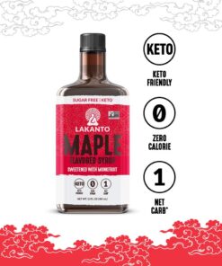 Lakanto Sugar Free Maple Syrup - Monk Fruit Sweetener, Keto Diet Friendly, Vegan, 1g Net Carbs, Pancakes, Waffles, Oatmeal, Coffee, Tea, Granola, Frosting, Marinade, Dressing (13 Fl Oz - Pack of 1) 13 Fl Oz (Pack of 1) 21 61DywxuJ3dL
