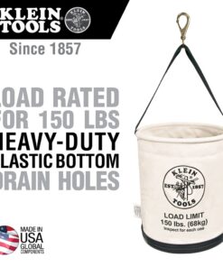 Alternative view of Klein Tools 5109SLR Canvas Bucket, All-Purpose Tool Bucket with Plastic Bottom with Drain Holes, Work Bucket is Load Rated Up to 150-Pounds